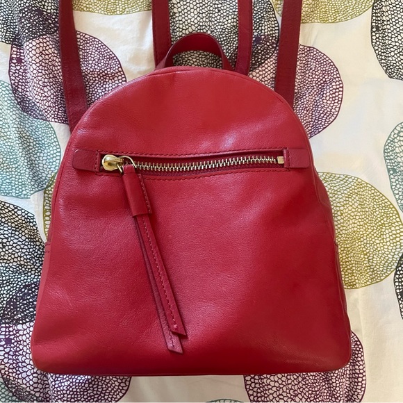 Fossil Bags Fossil Small Leather Backpack Purse In Red Poshmark